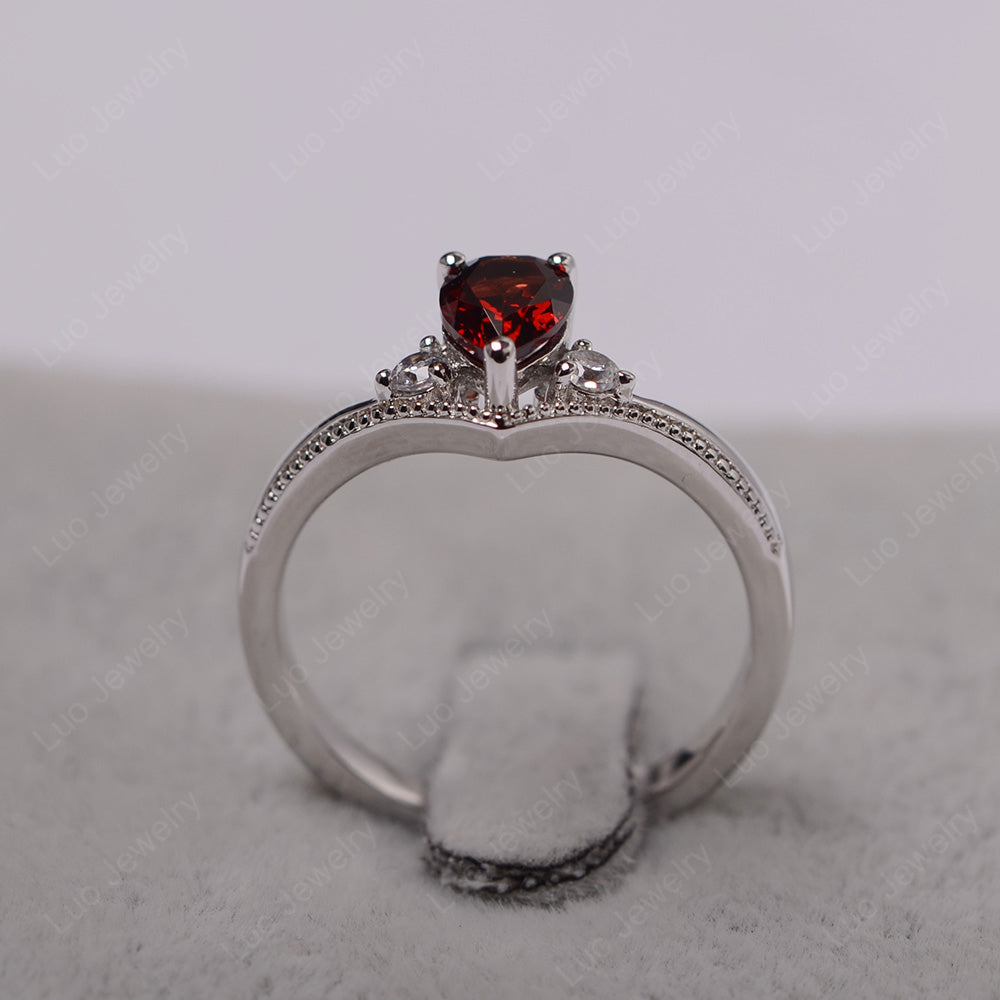 Pear Garnet Engagement Ring White Gold - LUO Jewelry