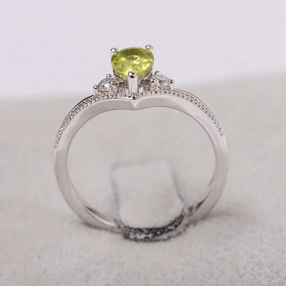 Pear Peridot Engagement Ring White Gold - LUO Jewelry