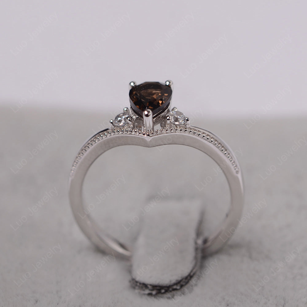 Pear Smoky Quartz  Engagement Ring White Gold - LUO Jewelry