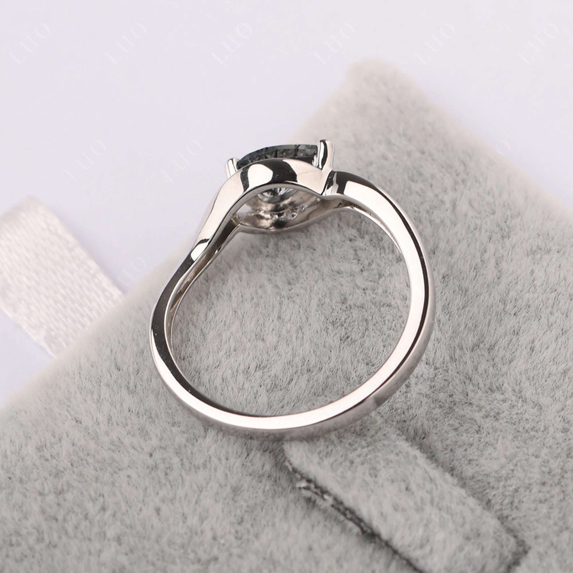 Pear Shaped Black Rutilated Quartz East West Solitaire Ring - LUO Jewelry