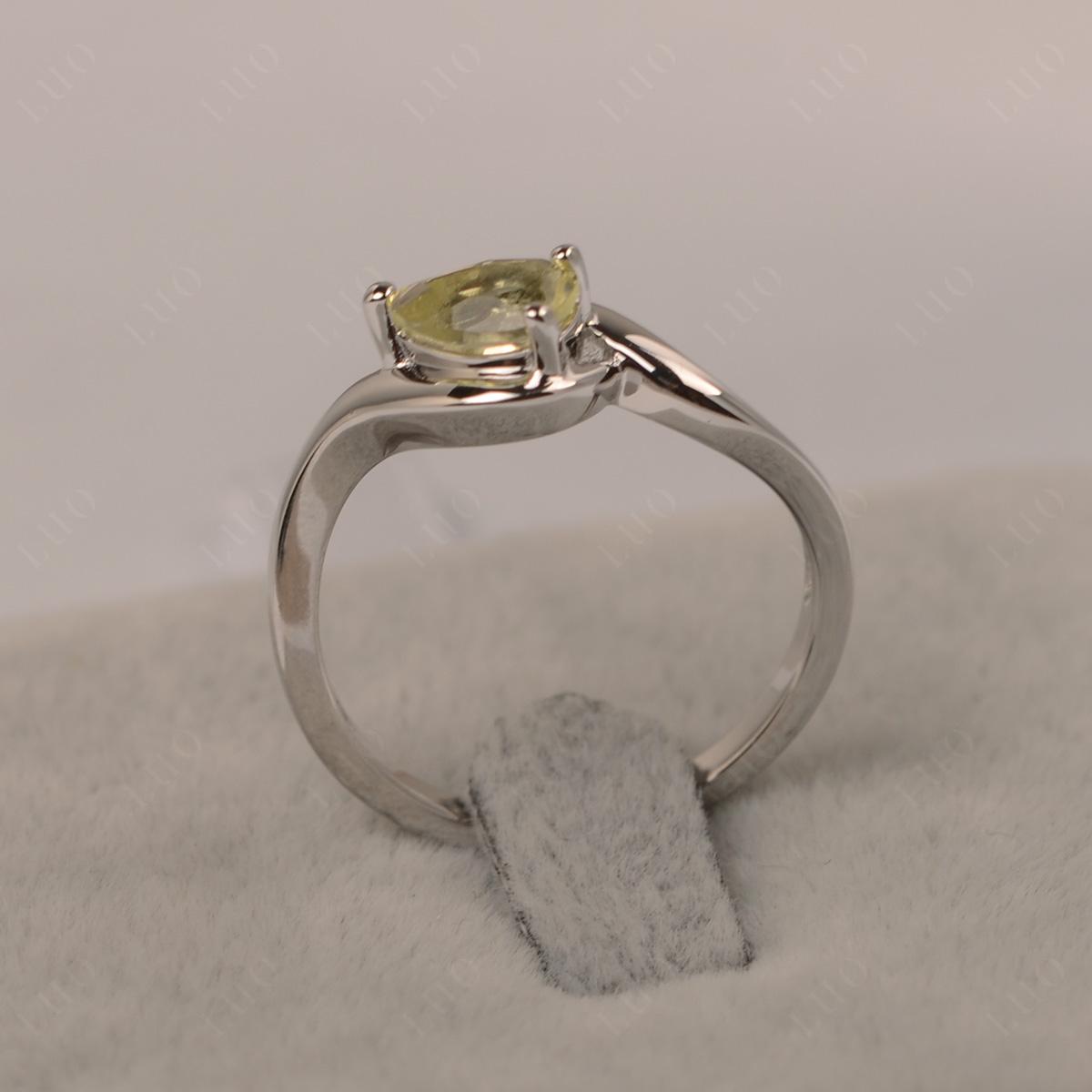 Pear Shaped Lemon Quartz East West Solitaire Ring - LUO Jewelry