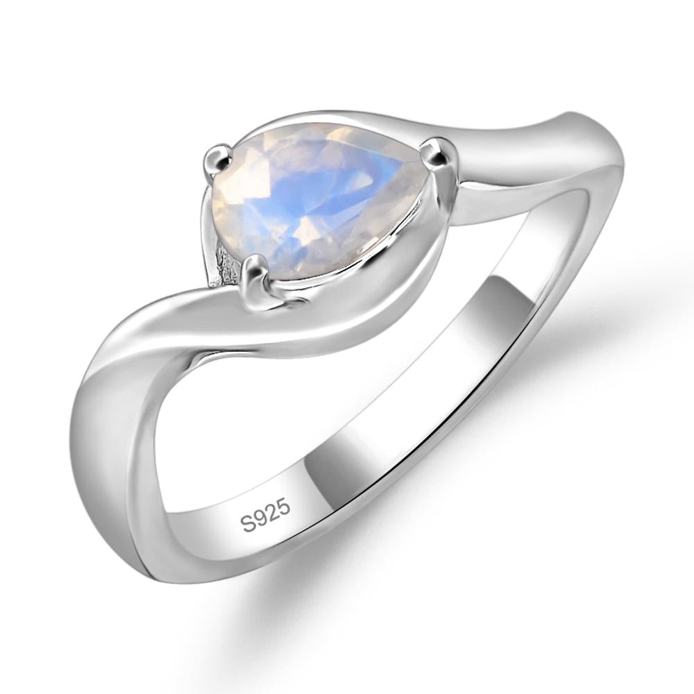 Pear Shaped Moonstone East West Solitaire Ring - LUO Jewelry #metal_sterling silver