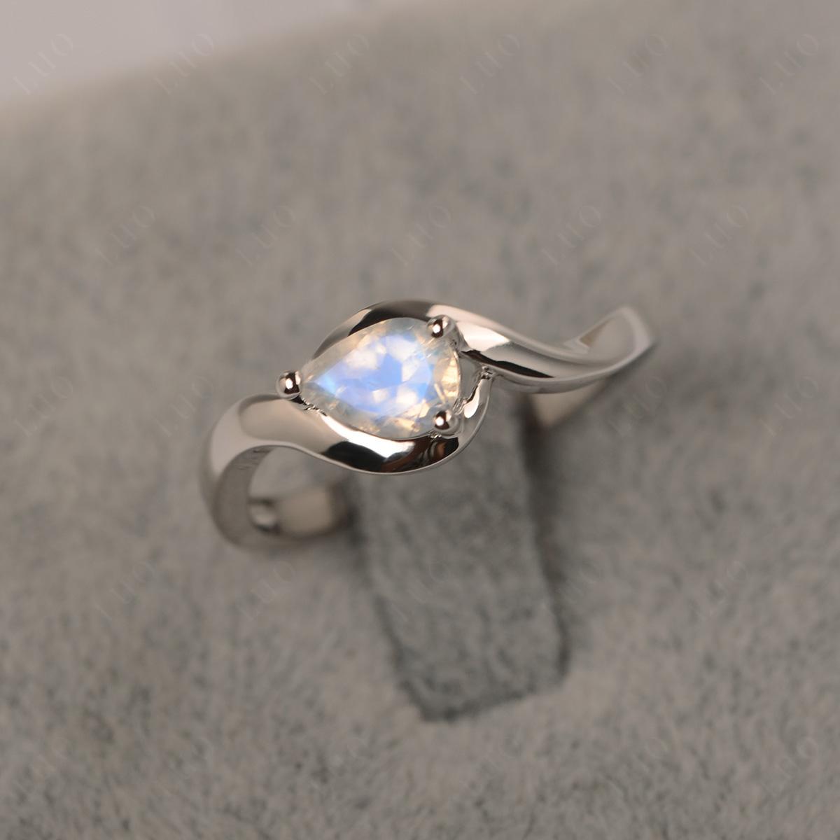 Pear Shaped Moonstone East West Solitaire Ring - LUO Jewelry