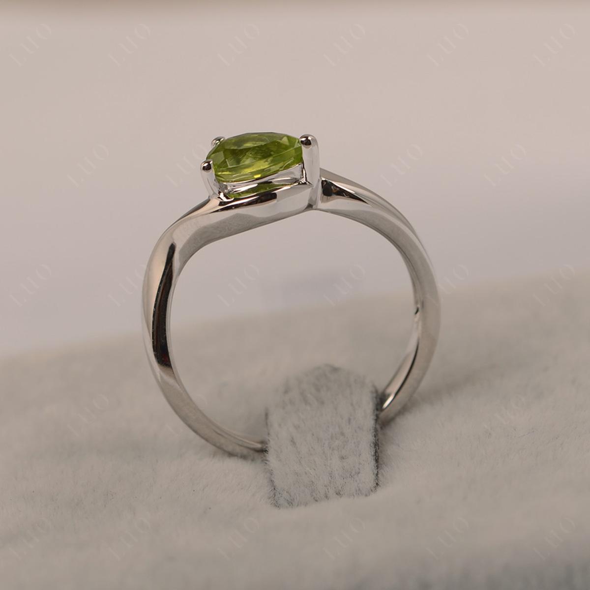 Pear Shaped Peridot East West Solitaire Ring - LUO Jewelry