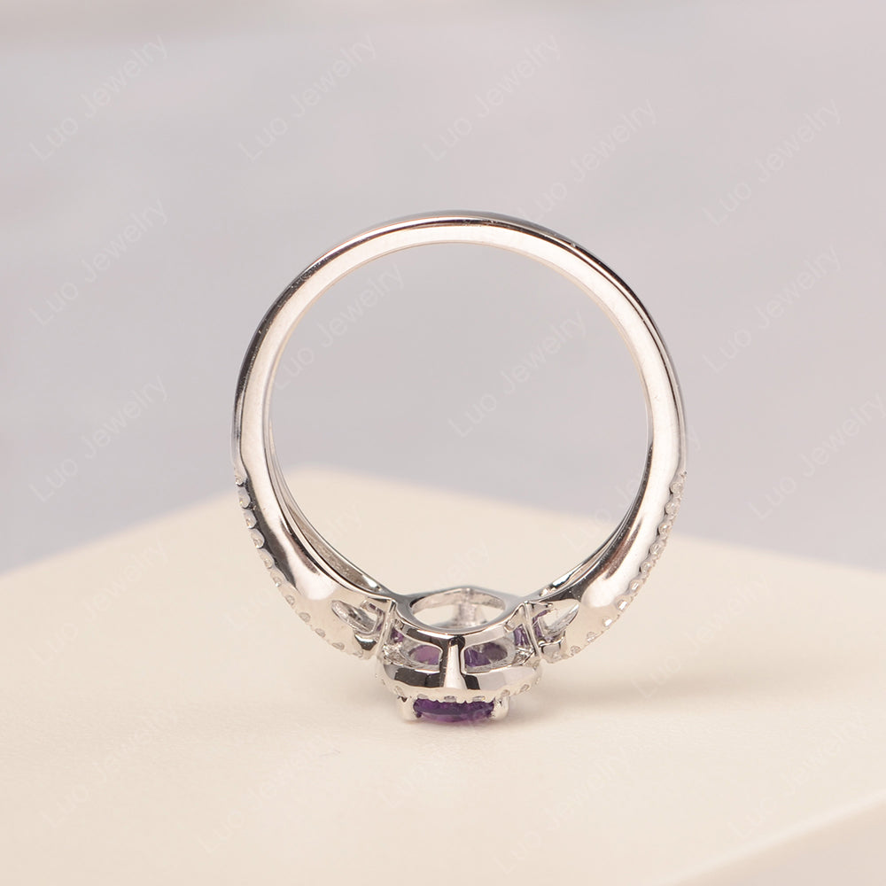 Pear Shaped Amethyst Halo Engagement Ring - LUO Jewelry