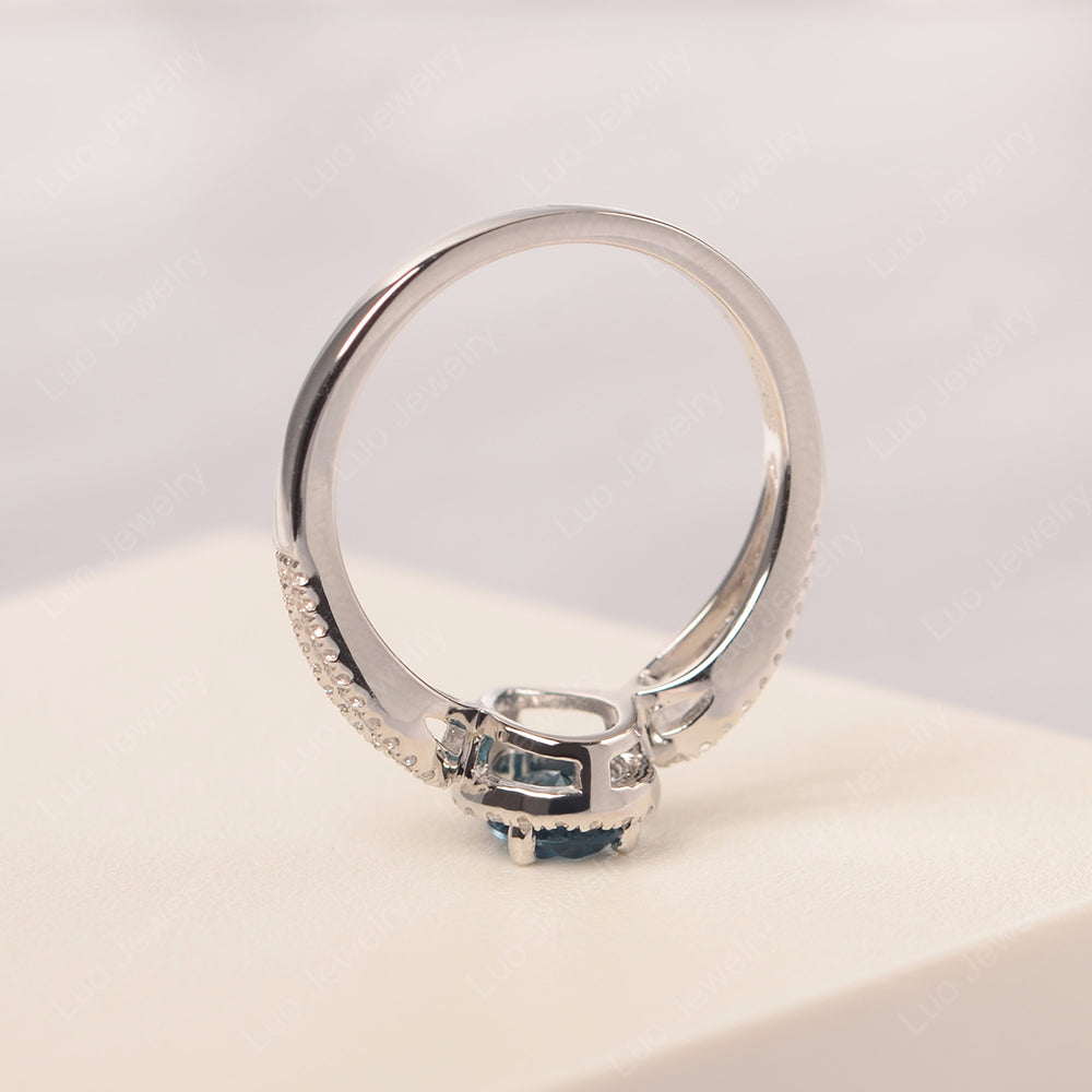 Pear Shaped London Blue Topaz Halo Engagement Ring - LUO Jewelry