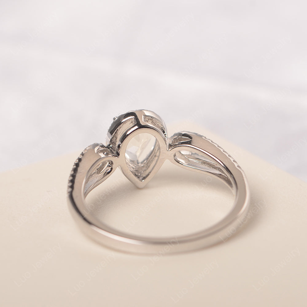 Pear Shaped Moonstone Halo Engagement Ring - LUO Jewelry