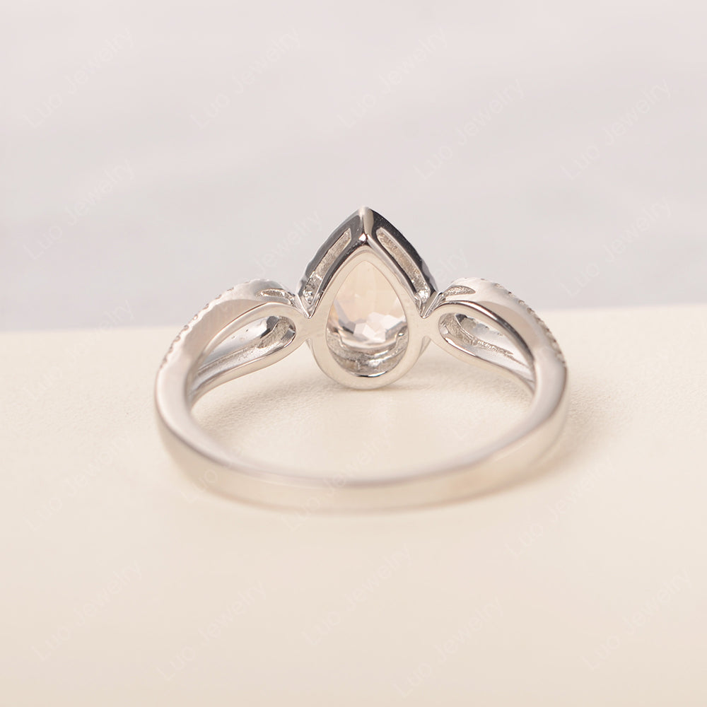 Pear Shaped Morganite Halo Engagement Ring - LUO Jewelry