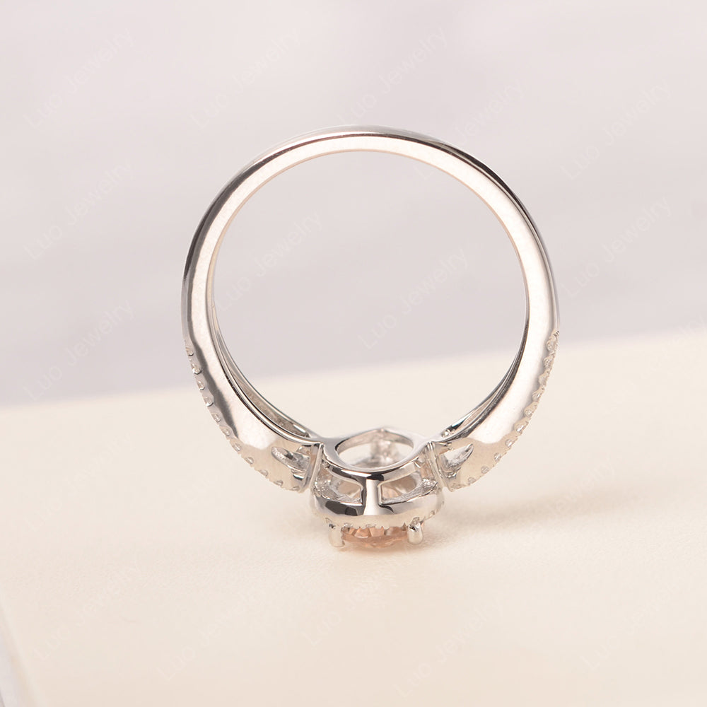 Pear Shaped Morganite Halo Engagement Ring - LUO Jewelry