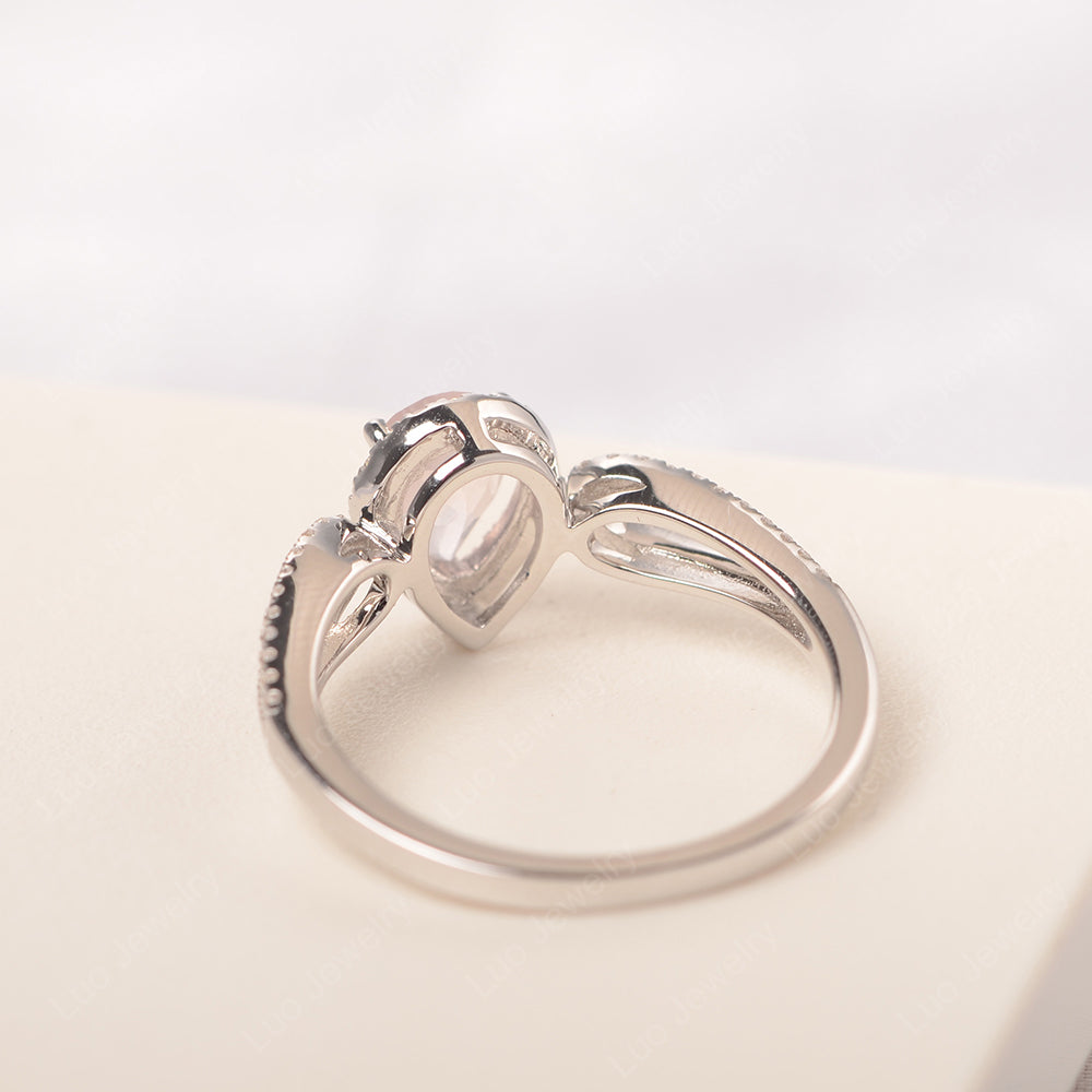Pear Shaped Rose Quartz Halo Engagement Ring - LUO Jewelry