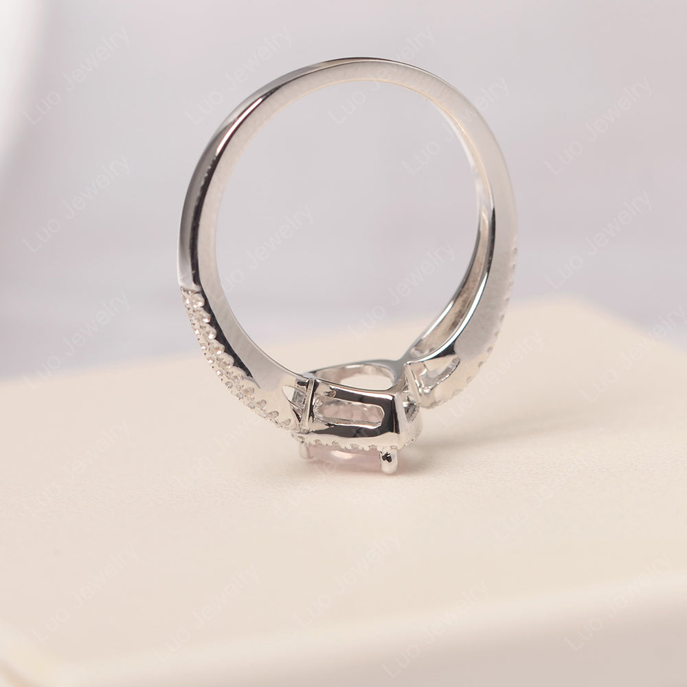 Pear Shaped Rose Quartz Halo Engagement Ring - LUO Jewelry