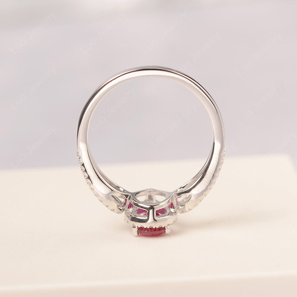 Pear Shaped Ruby Halo Engagement Ring - LUO Jewelry