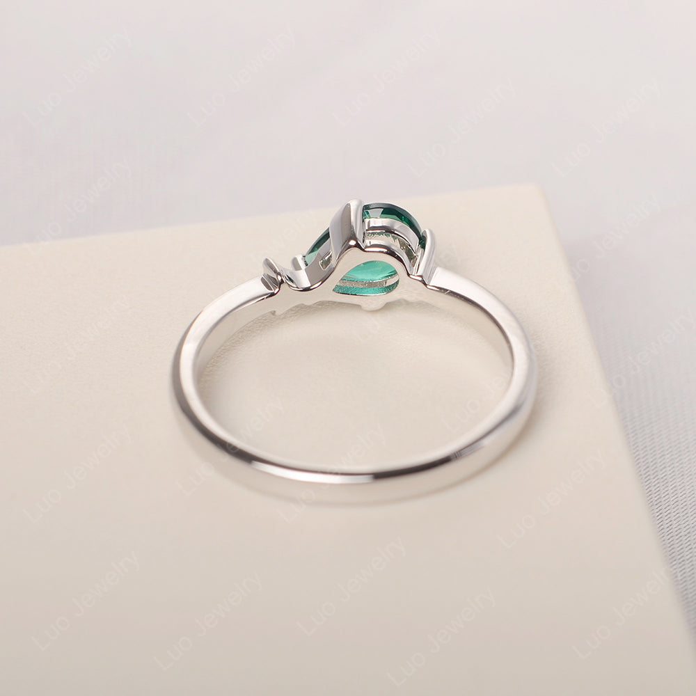 Pear Shaped Lab Emerald Ring Fish Ring - LUO Jewelry