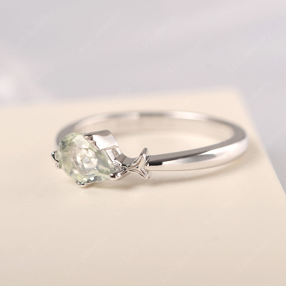 Pear Shaped Green Amethyst Ring Fish Ring - LUO Jewelry