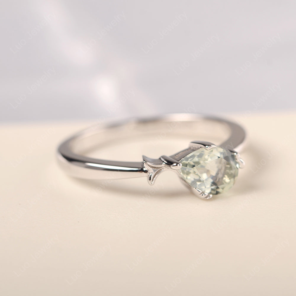 Pear Shaped Green Amethyst Ring Fish Ring - LUO Jewelry