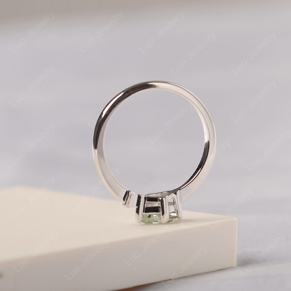 Pear Shaped Green Amethyst Ring Fish Ring - LUO Jewelry