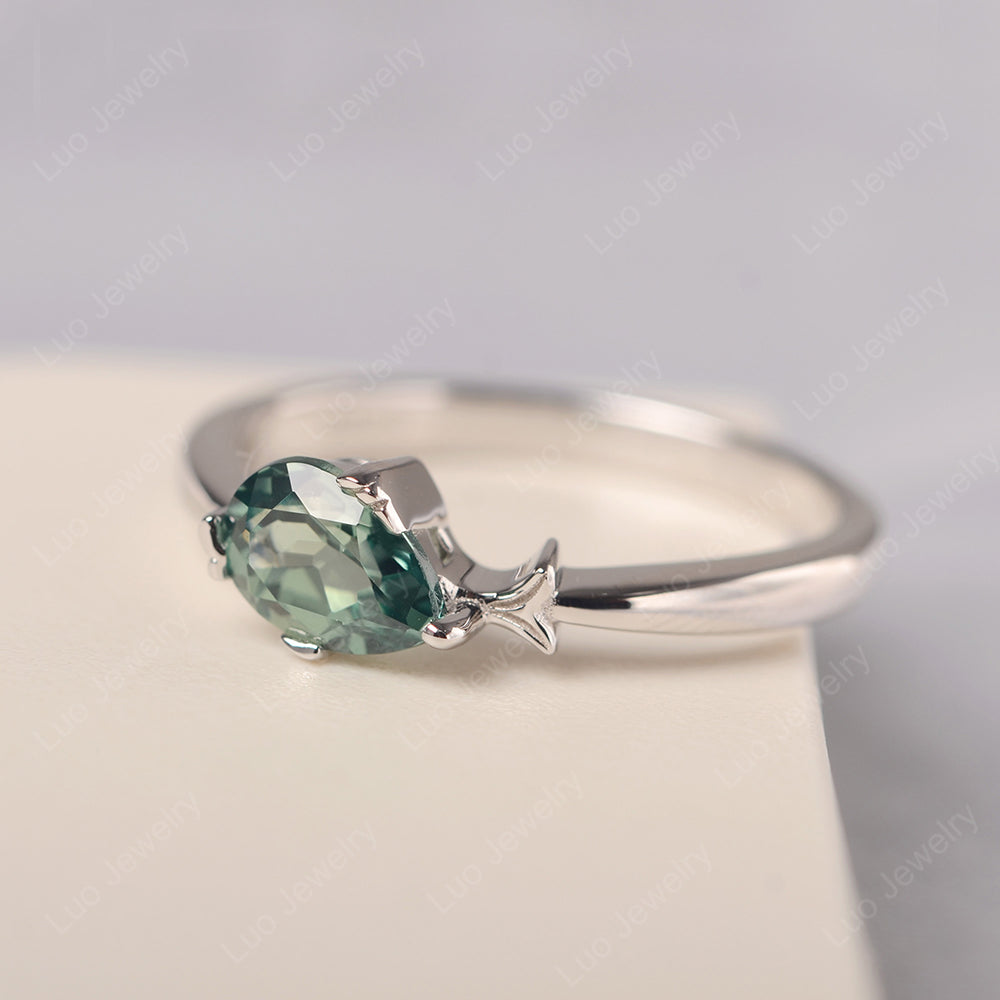 Pear Shaped Green Sapphire Ring Fish Ring - LUO Jewelry