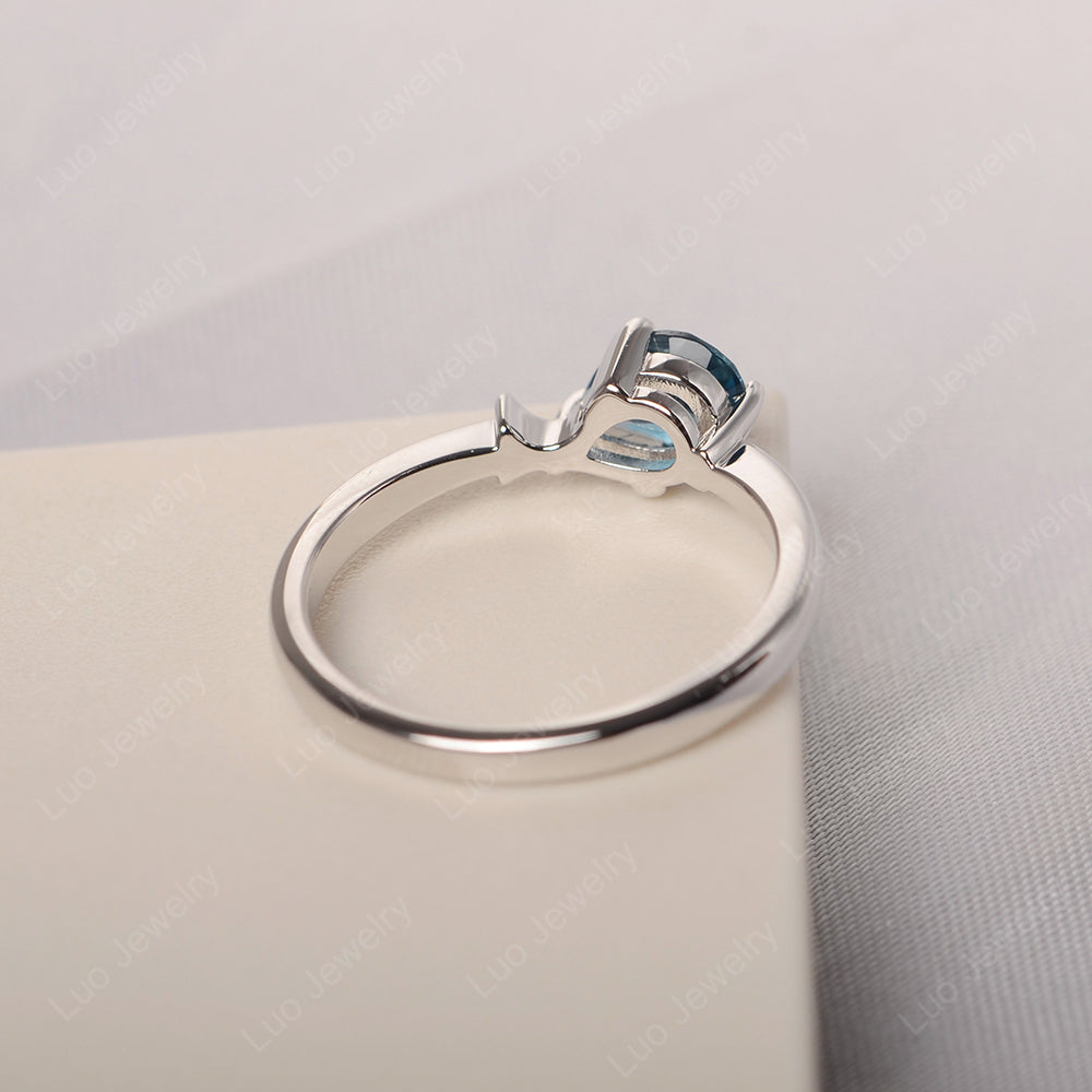 Pear Shaped London Blue Topaz Ring Fish Ring - LUO Jewelry