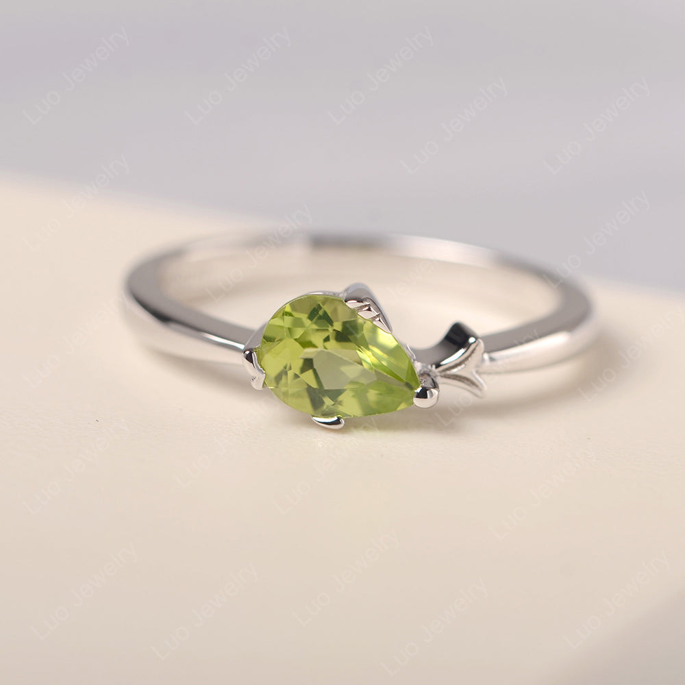 Pear Shaped Peridot Ring Fish Ring - LUO Jewelry