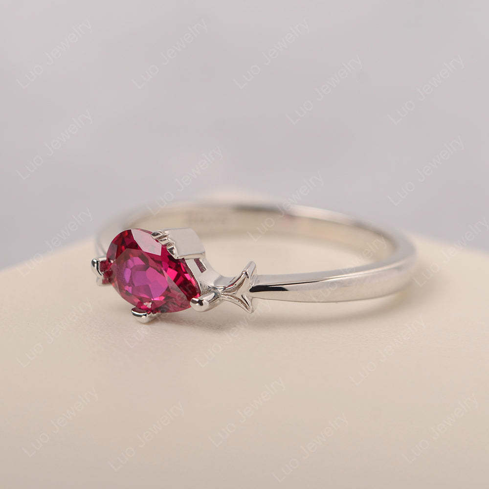 Pear Shaped Ruby Ring Fish Ring - LUO Jewelry