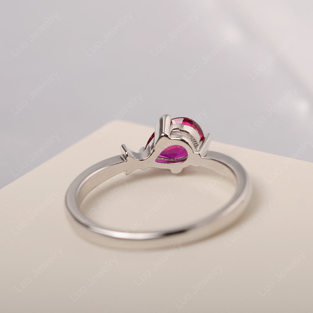 Pear Shaped Ruby Ring Fish Ring - LUO Jewelry