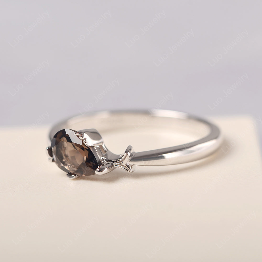Pear Shaped Smoky Quartz  Ring Fish Ring - LUO Jewelry