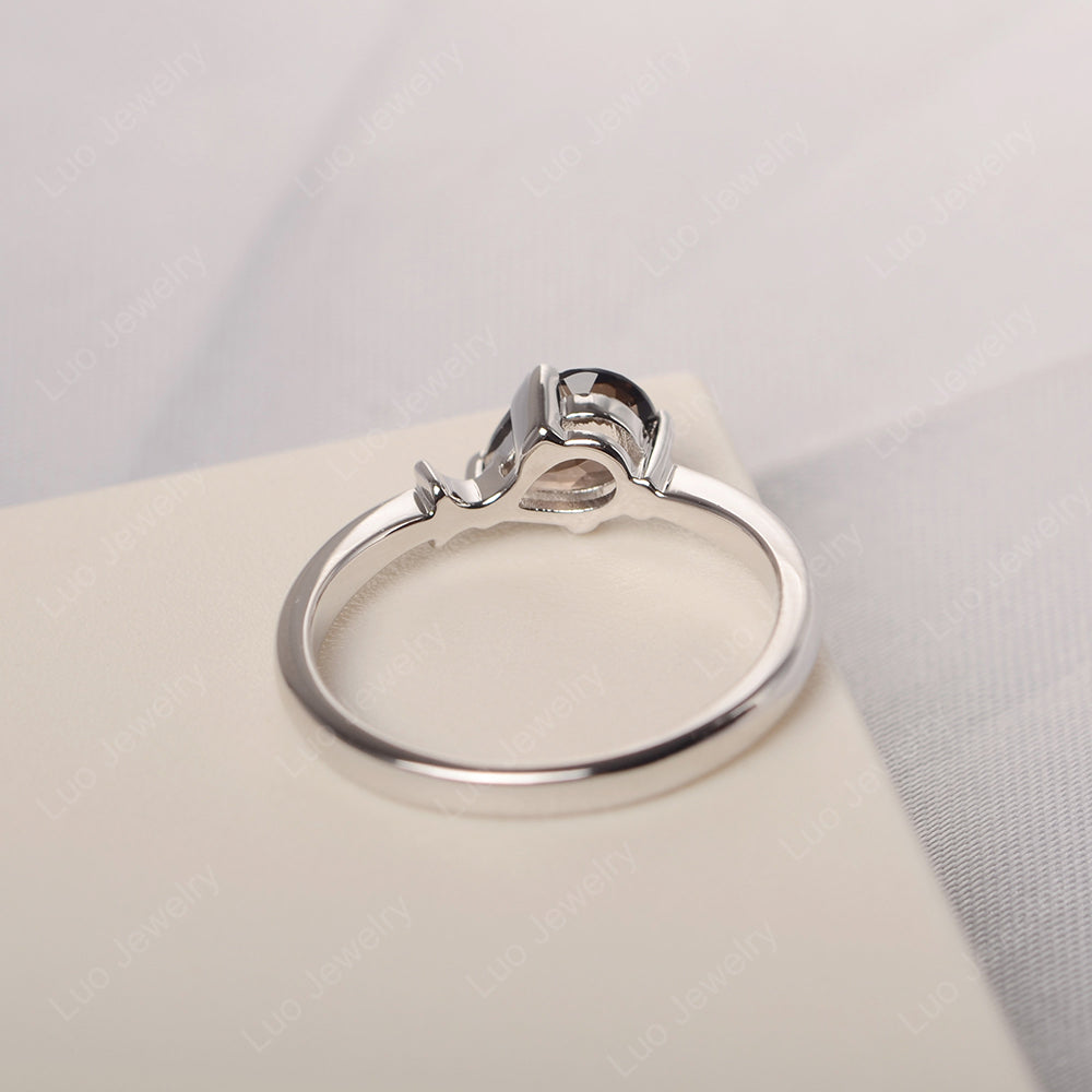 Pear Shaped Smoky Quartz Ring Fish Ring - LUO Jewelry