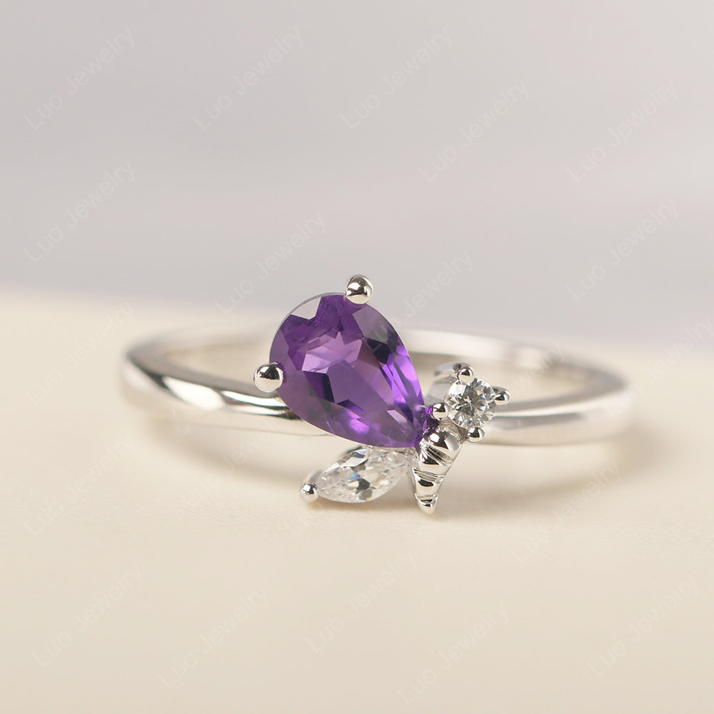 Amethyst Engagement Ring Butterfly Ring - LUO Jewelry