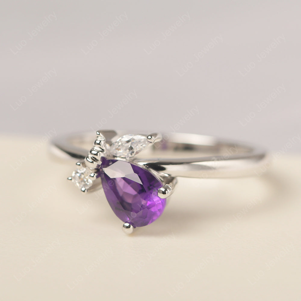 Amethyst Engagement Ring Butterfly Ring - LUO Jewelry