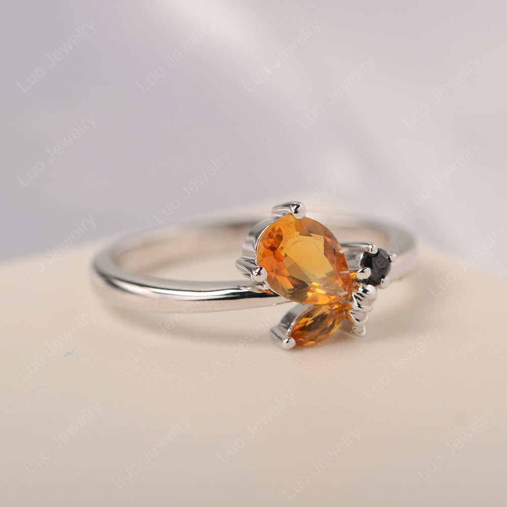 Citrine Engagement Ring Butterfly Ring - LUO Jewelry