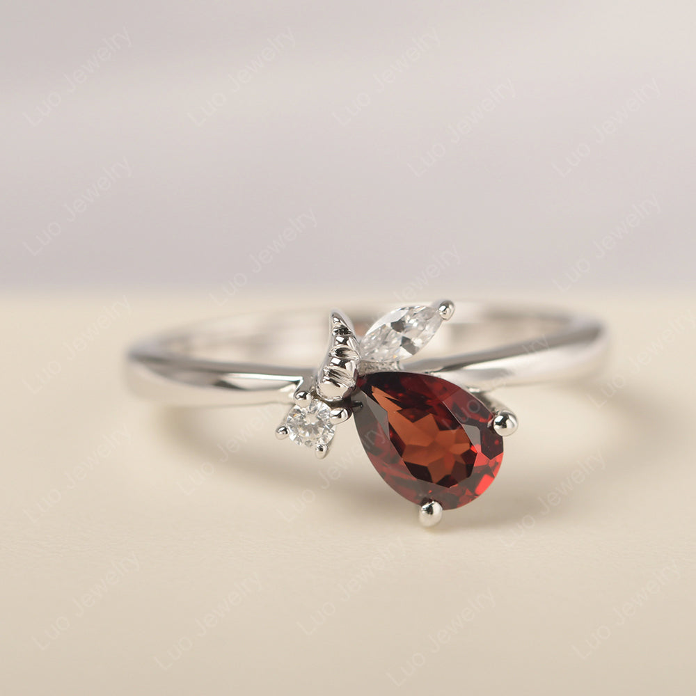 Garnet Engagement Ring Butterfly Ring - LUO Jewelry