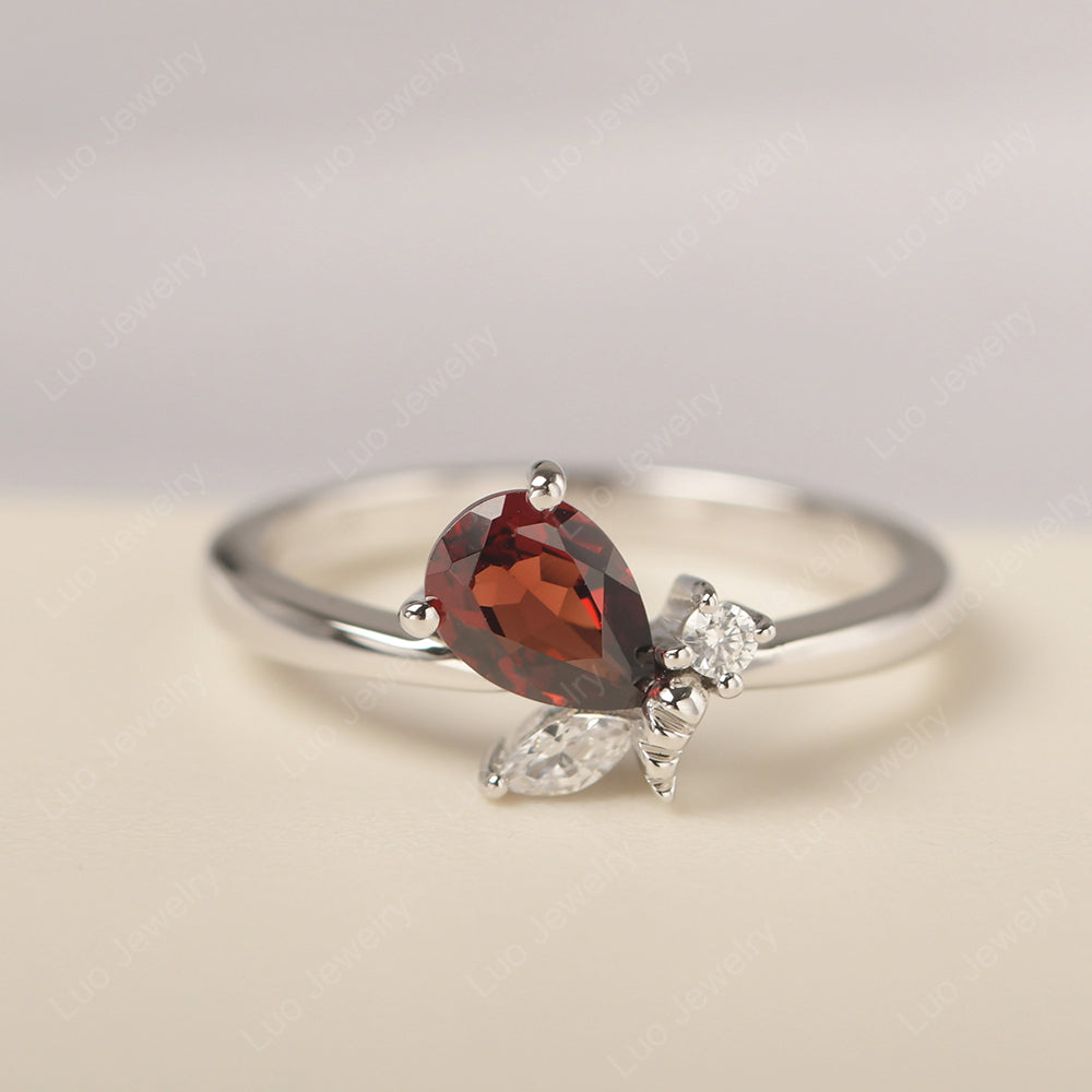 Garnet Engagement Ring Butterfly Ring - LUO Jewelry