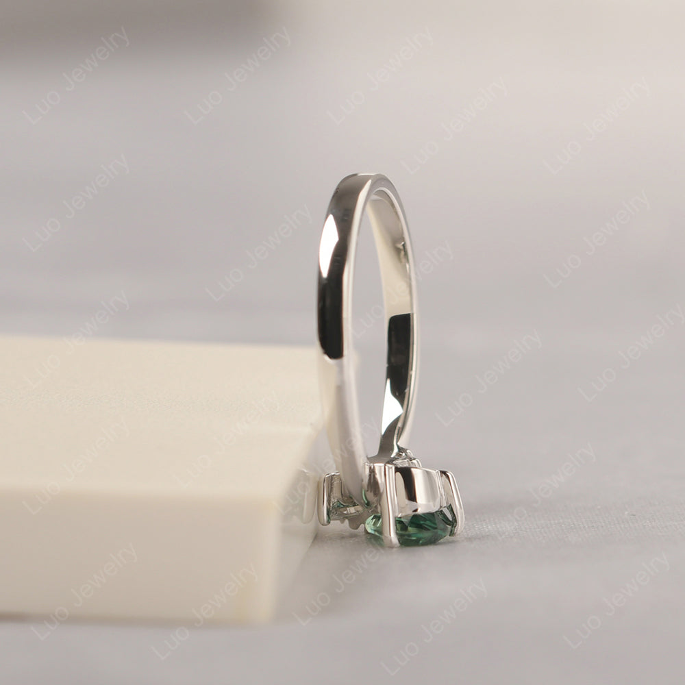Green Sapphire Engagement Ring Butterfly Ring - LUO Jewelry