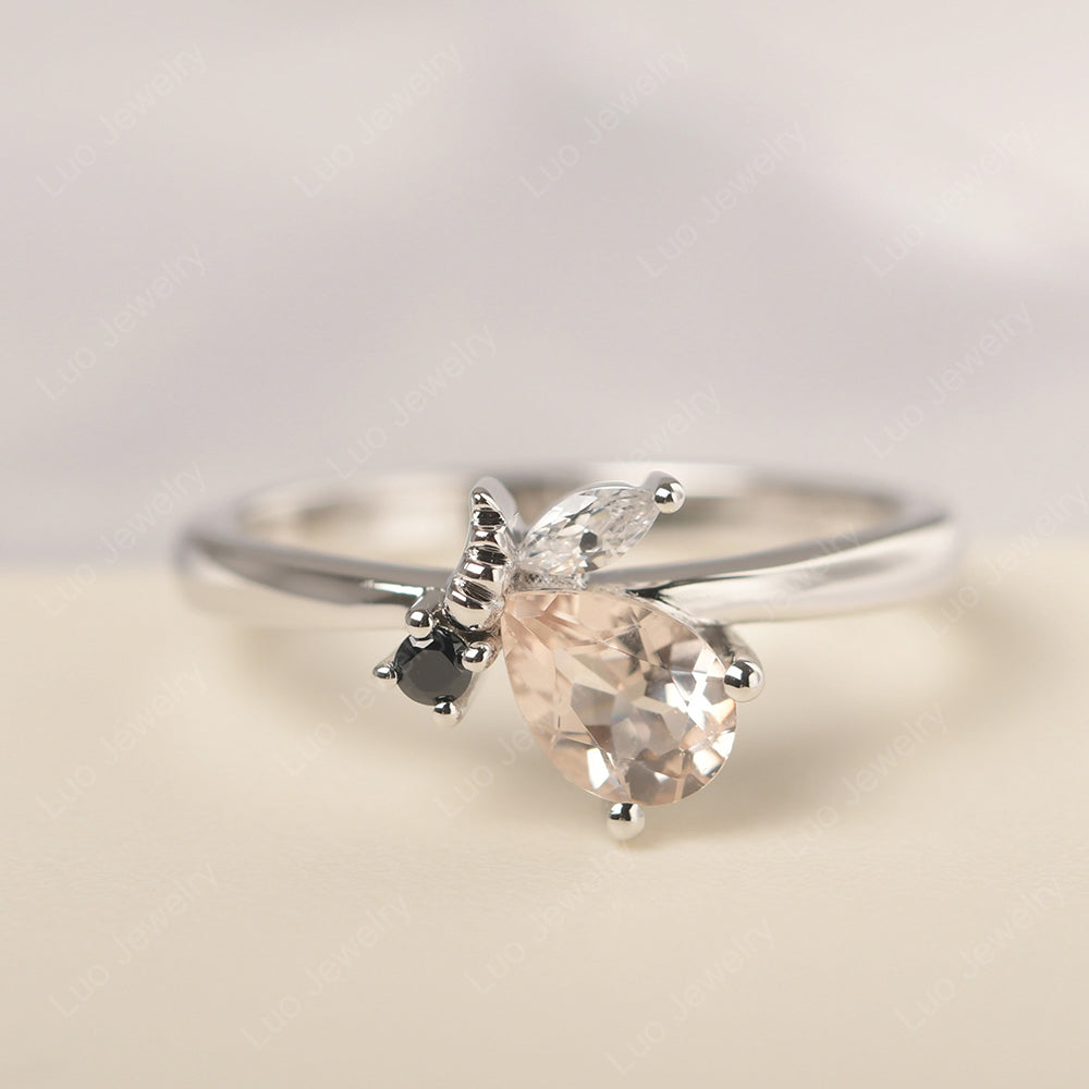 Morganite Engagement Ring Butterfly Ring - LUO Jewelry