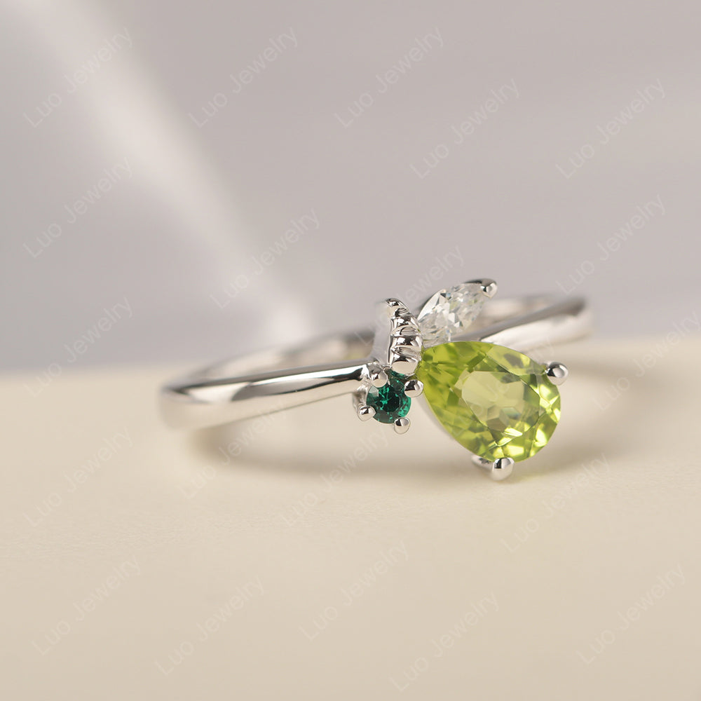 Peridot Engagement Ring Butterfly Ring - LUO Jewelry