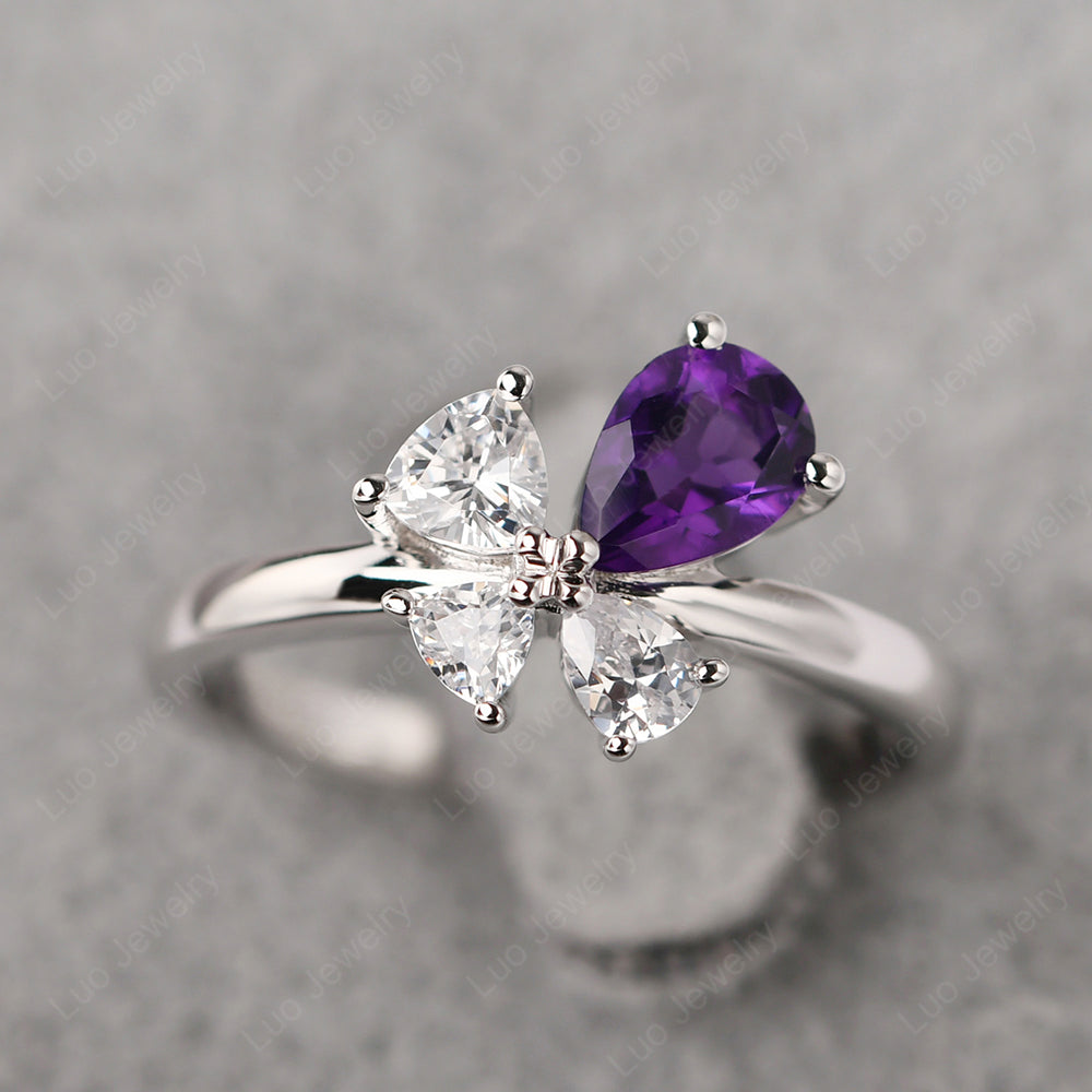 Pear Amethyst Cluster Engagement Ring - LUO Jewelry