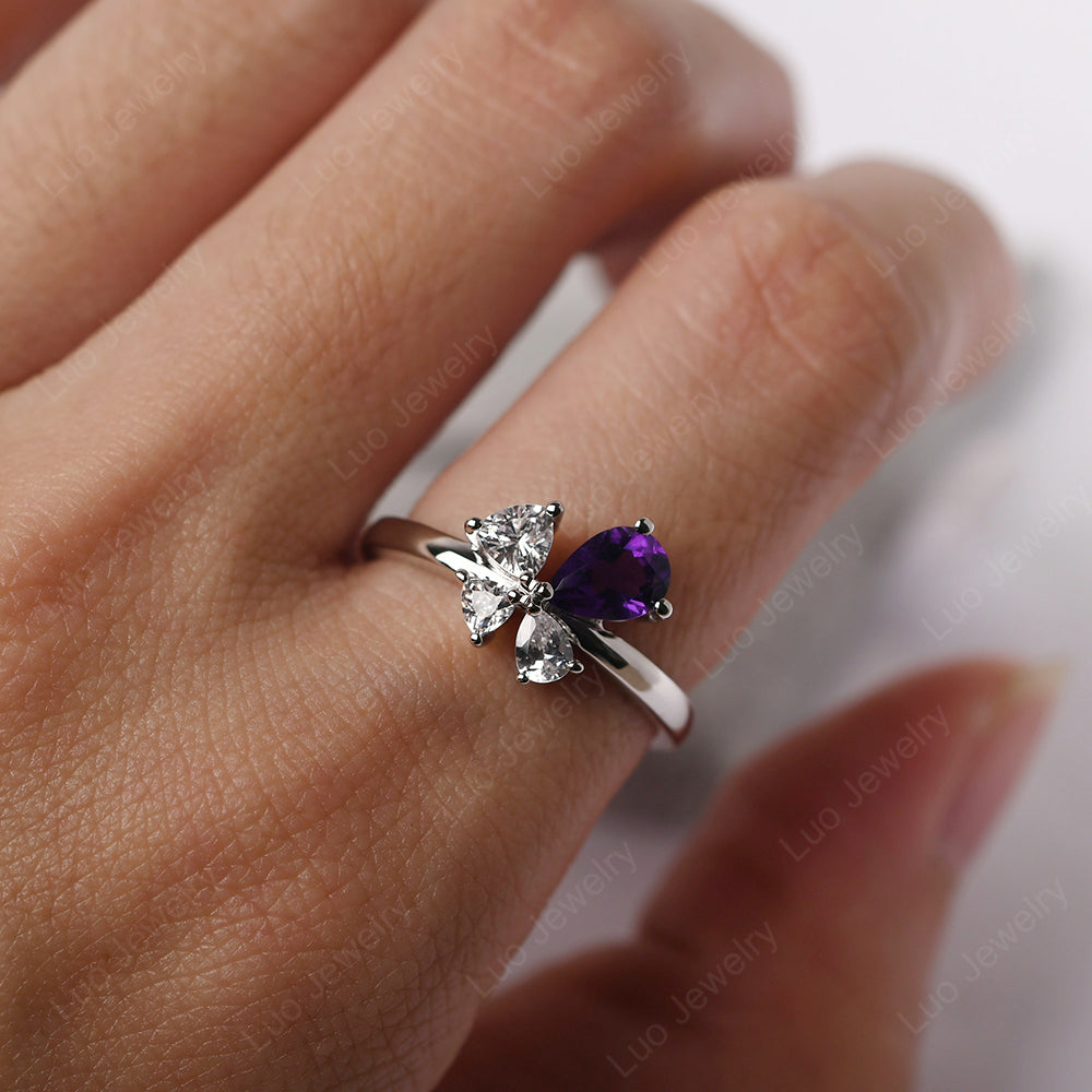 Pear Amethyst Cluster Engagement Ring - LUO Jewelry
