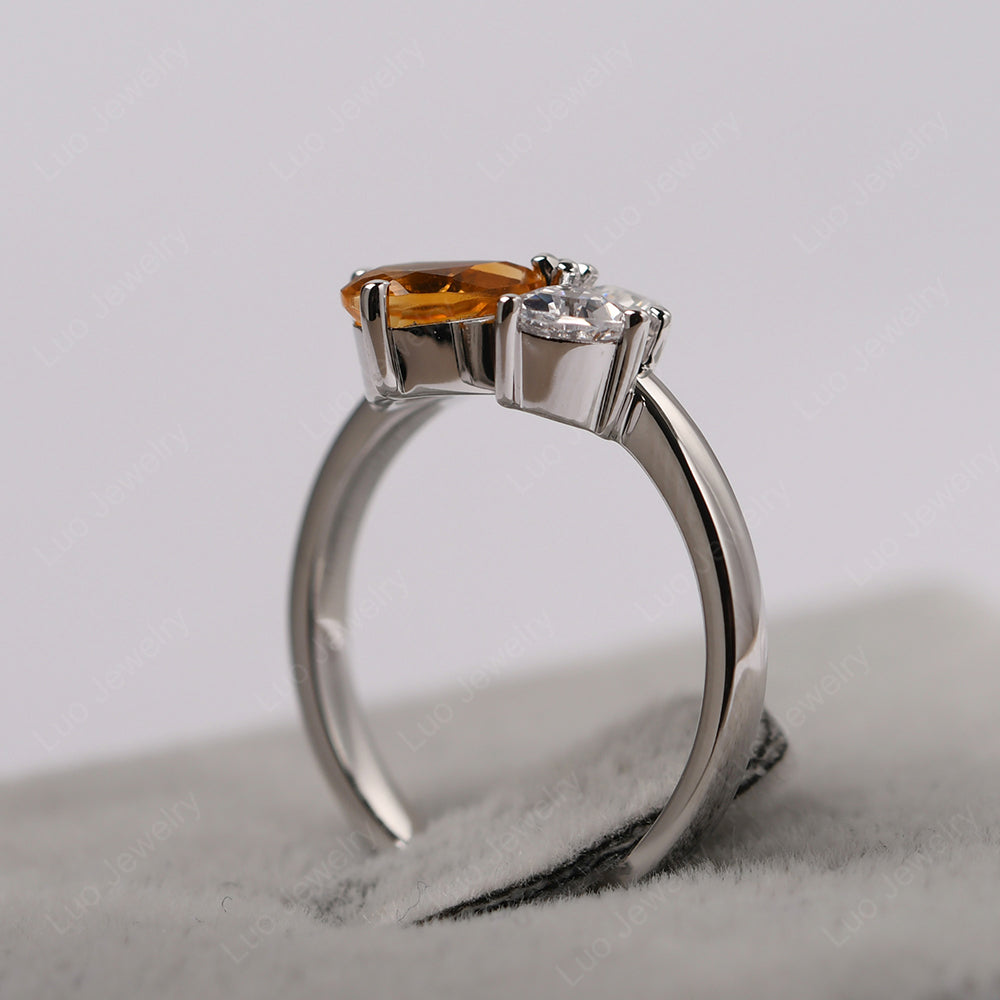 Pear Citrine Cluster Engagement Ring - LUO Jewelry