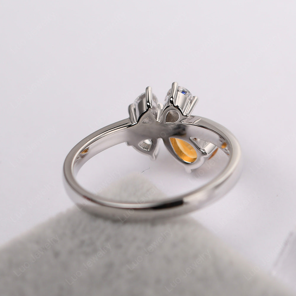Pear Citrine Cluster Engagement Ring - LUO Jewelry