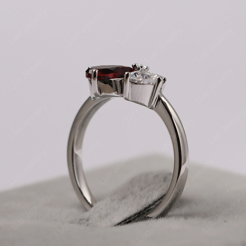 Pear Garnet Cluster Engagement Ring - LUO Jewelry