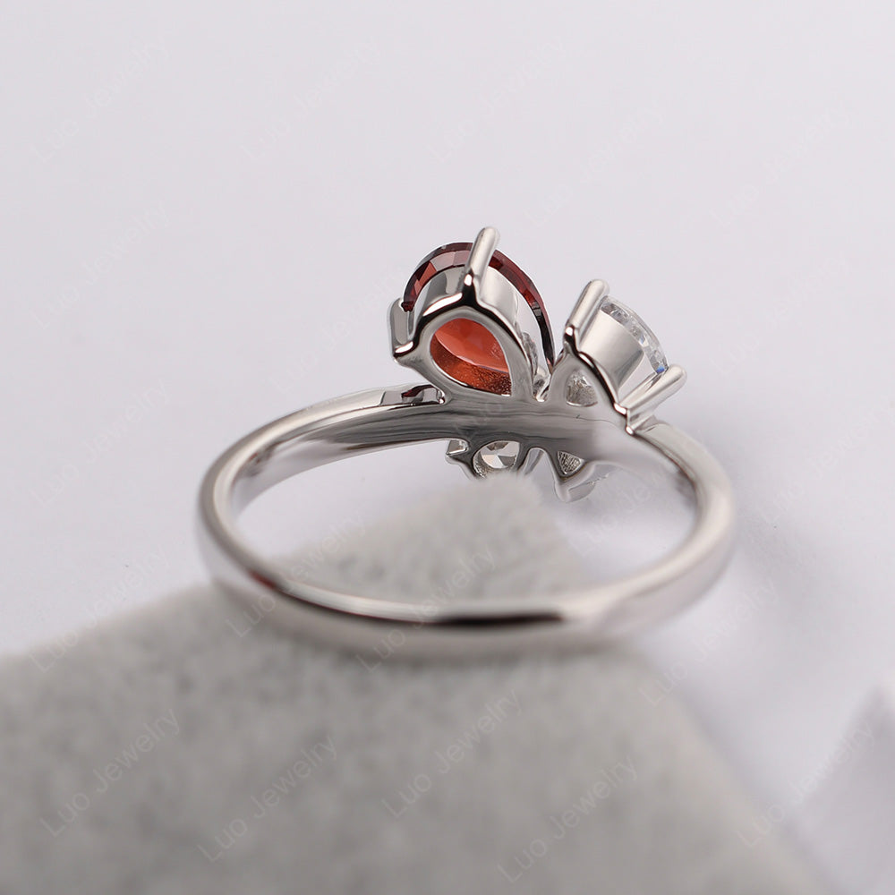 Pear Garnet Cluster Engagement Ring - LUO Jewelry