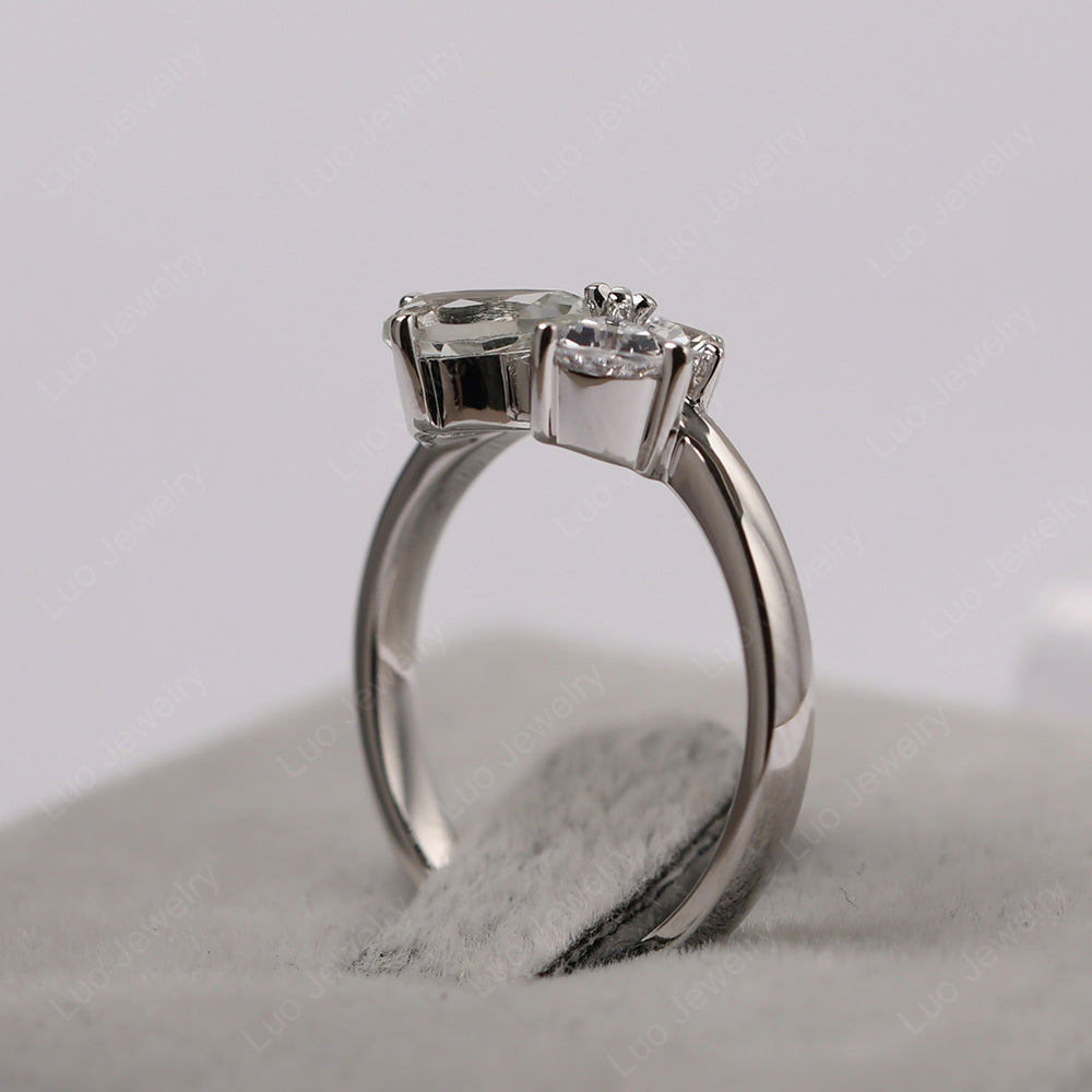 Pear Green Amethyst Cluster Engagement Ring - LUO Jewelry