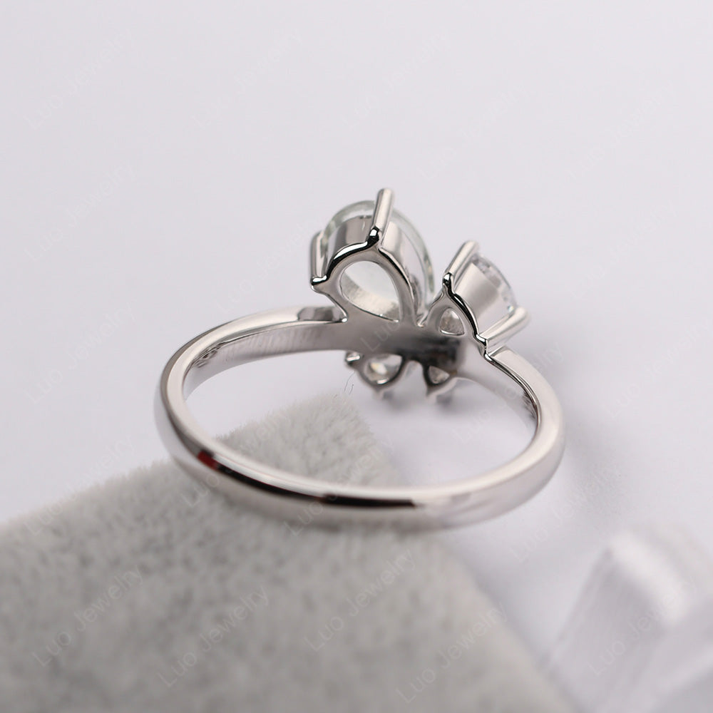 Pear Green Amethyst Cluster Engagement Ring - LUO Jewelry