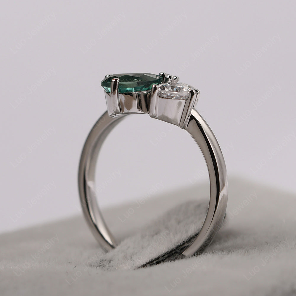 Pear Green Sapphire Cluster Engagement Ring - LUO Jewelry