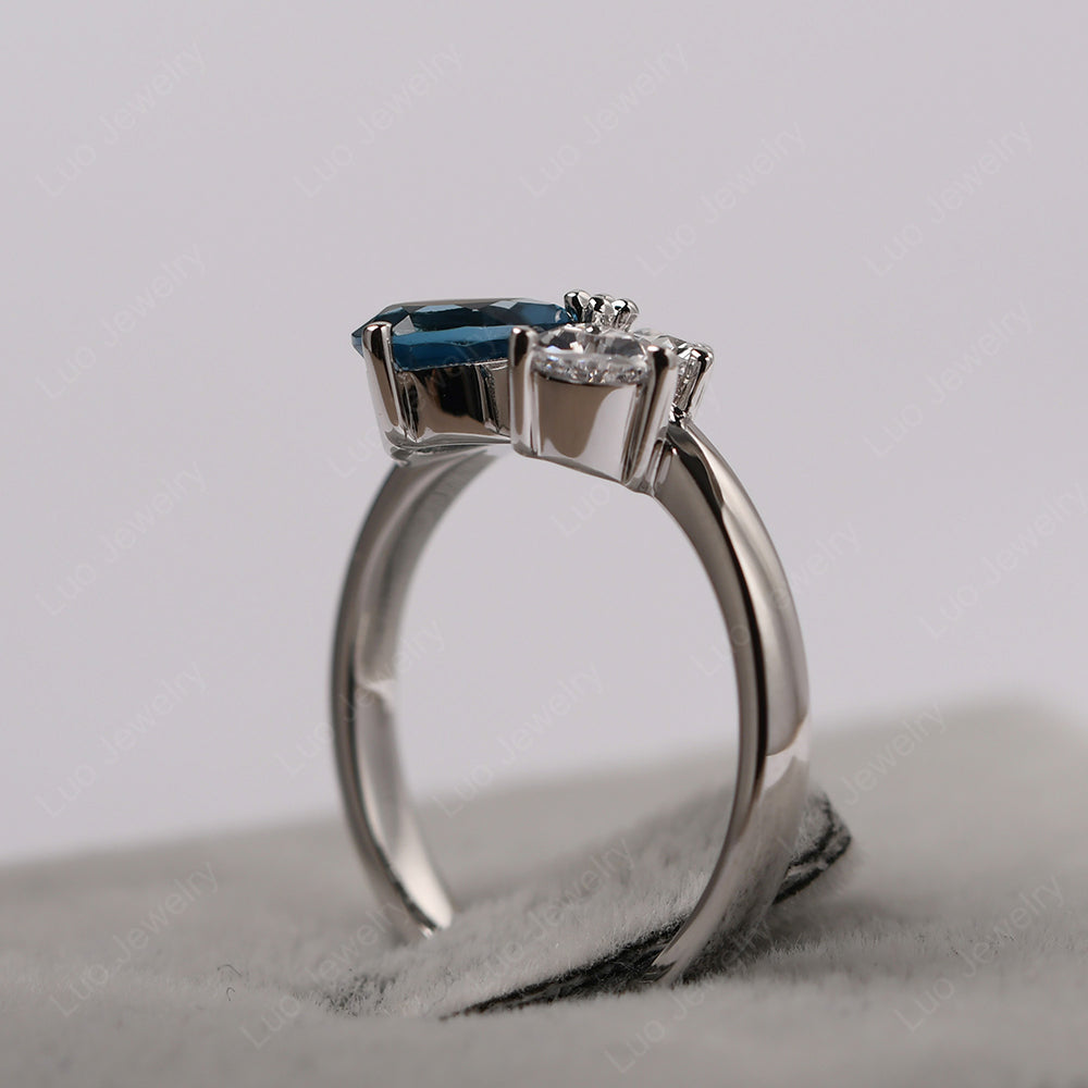 Pear London Blue Topaz Cluster Engagement Ring - LUO Jewelry