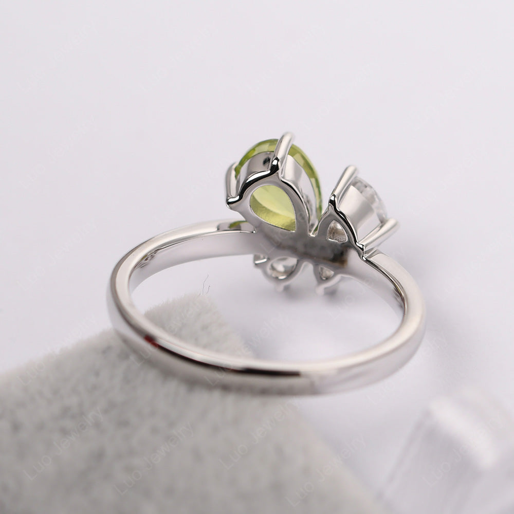 Pear Peridot Cluster Engagement Ring - LUO Jewelry
