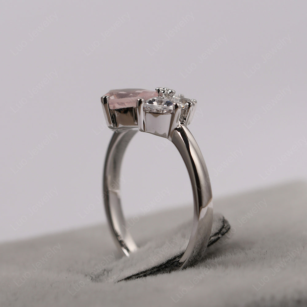 Pear Rose Quartz Cluster Engagement Ring - LUO Jewelry