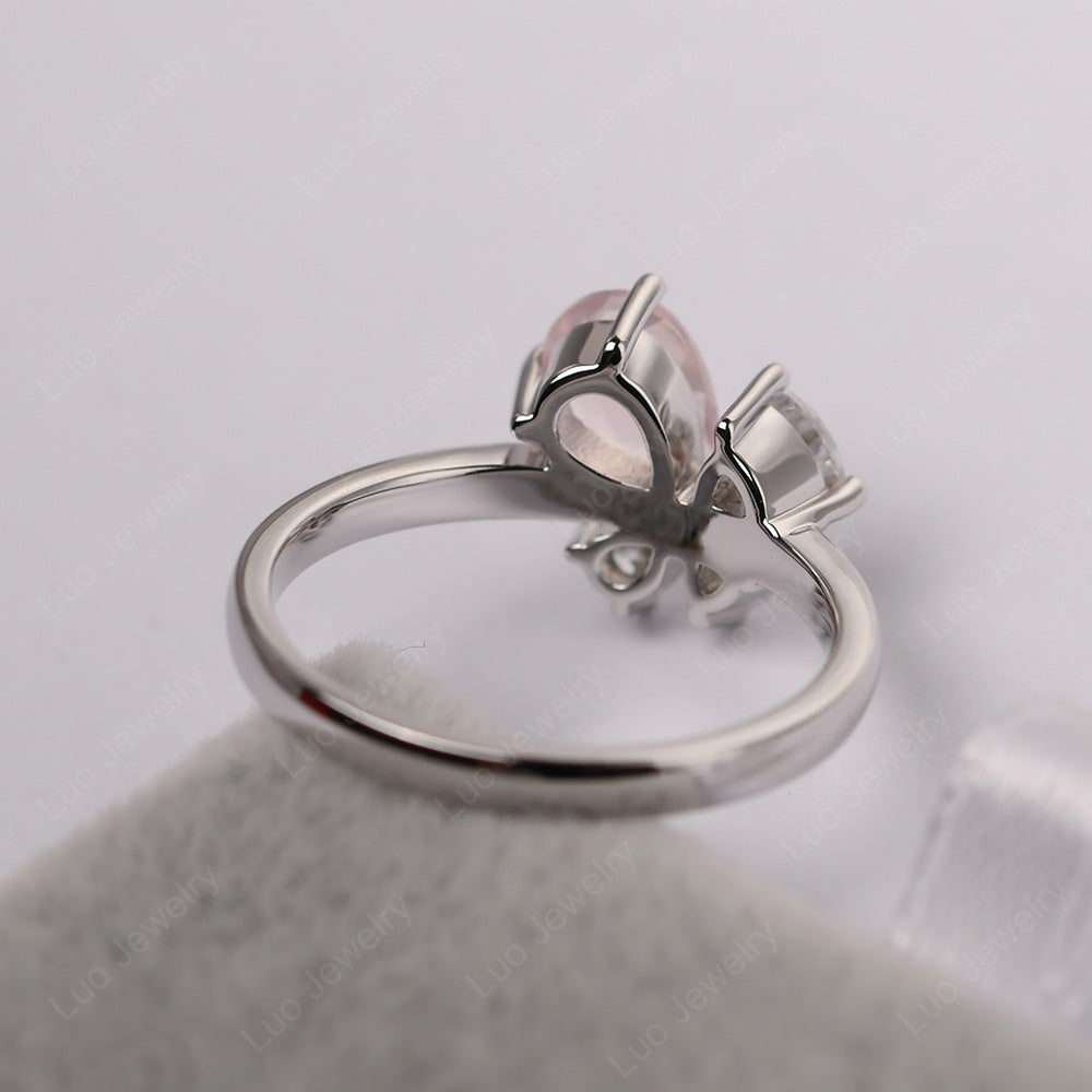 Pear Rose Quartz Cluster Engagement Ring - LUO Jewelry