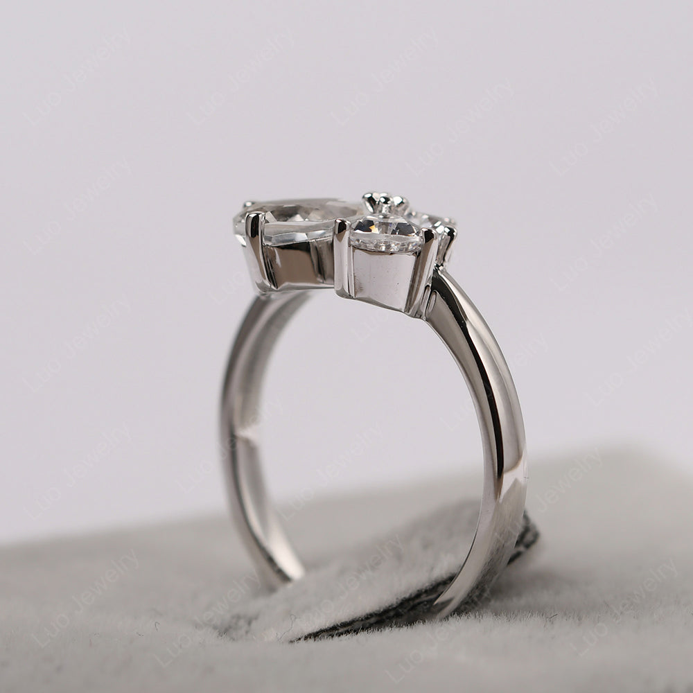 Pear White Topaz Cluster Engagement Ring - LUO Jewelry