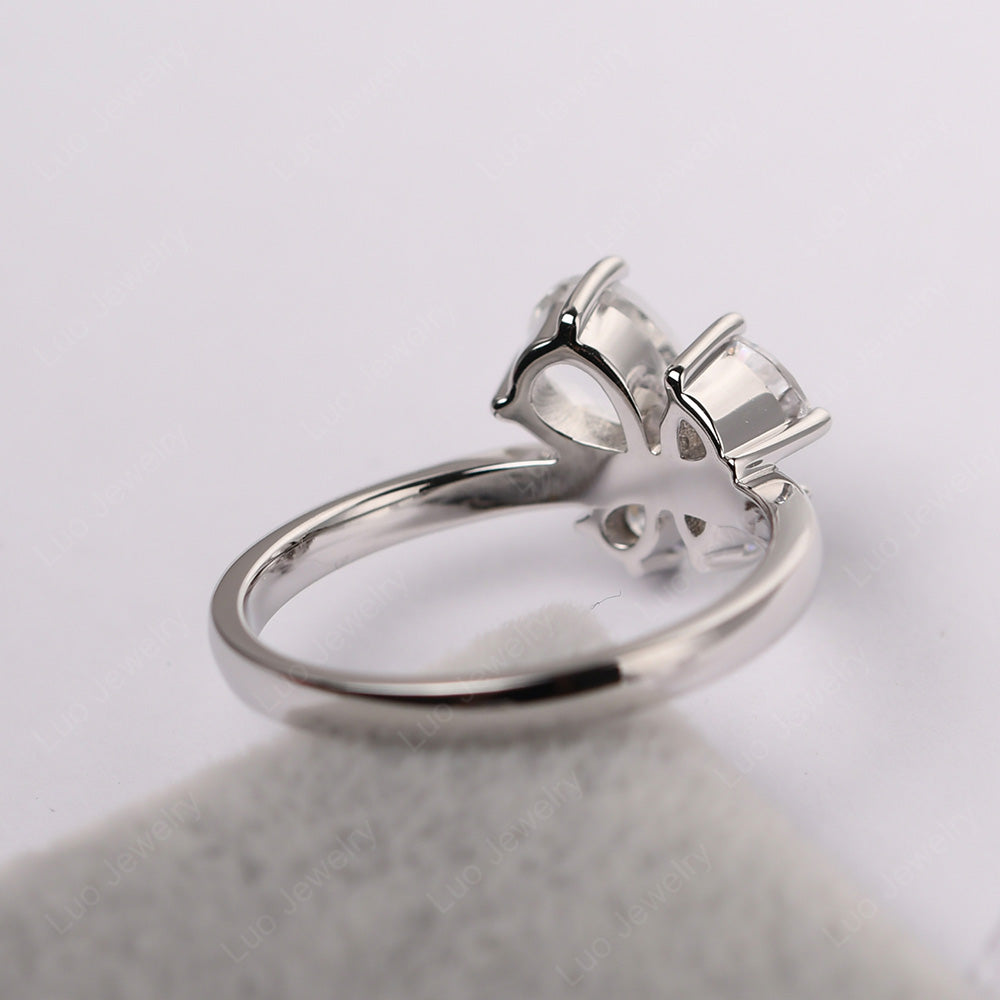 Pear White Topaz Cluster Engagement Ring - LUO Jewelry